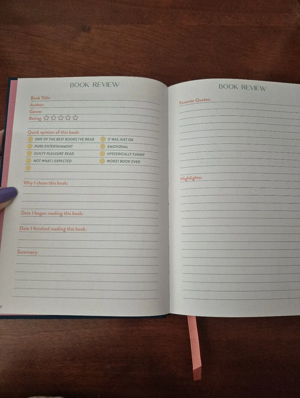 Book Lovers Journal - Book Reviews And Wishlist